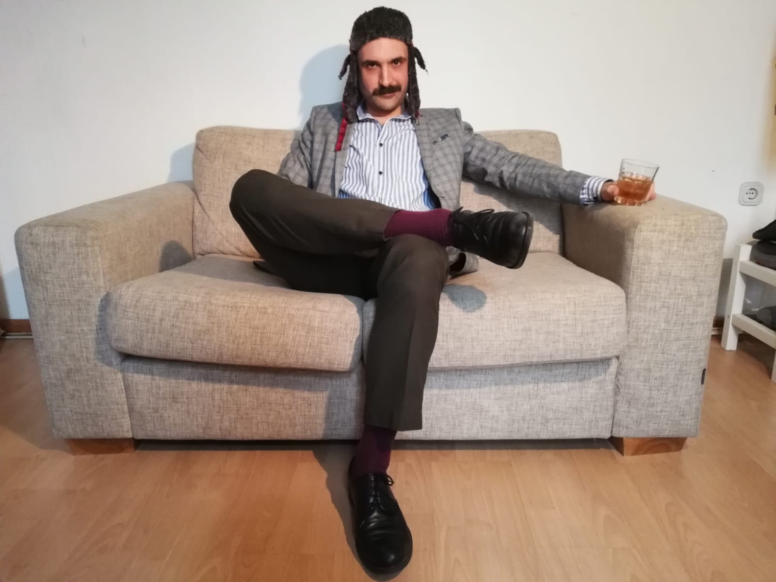 me drinking fake whiskey